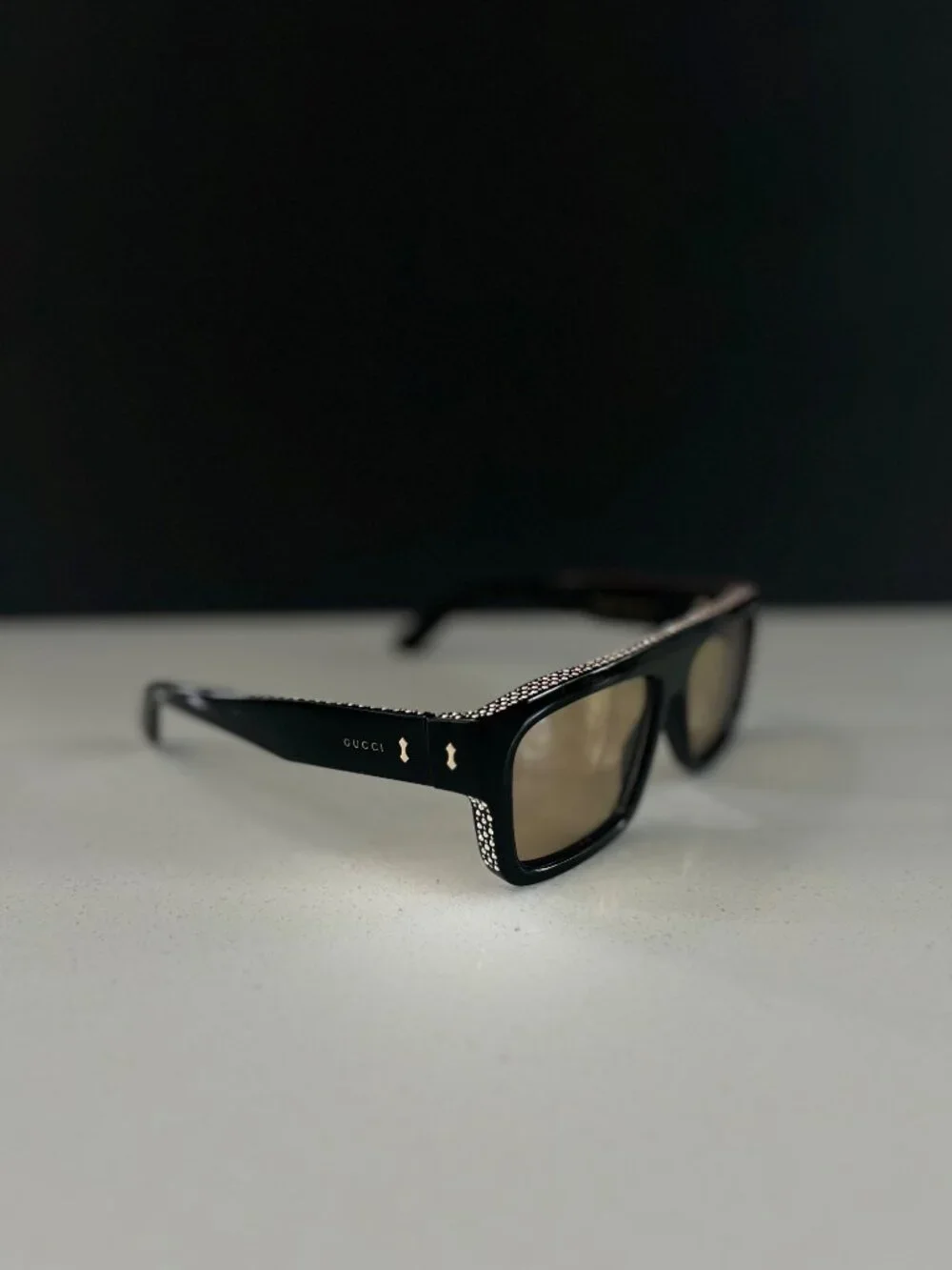 Gucci GG 1461S black square sunglasses with crystals